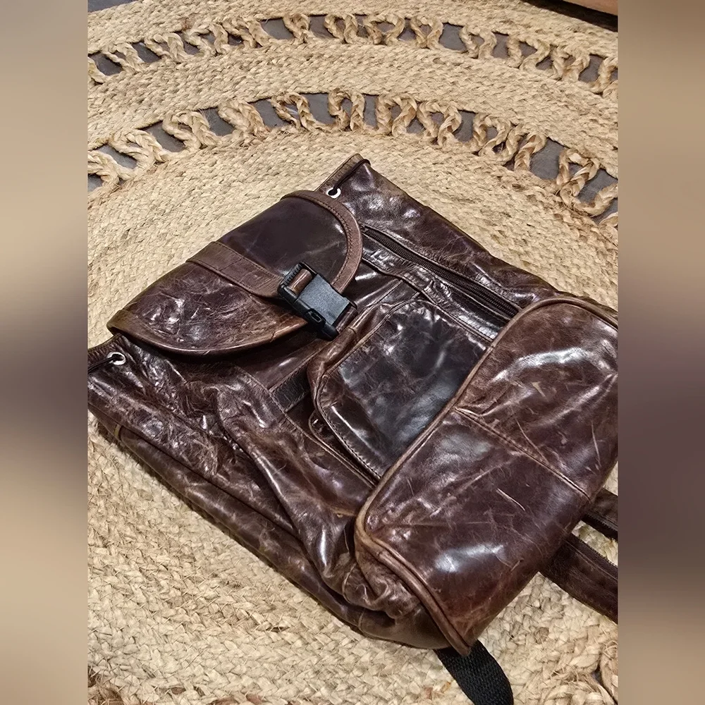 Vintage Brown Leather Backpack